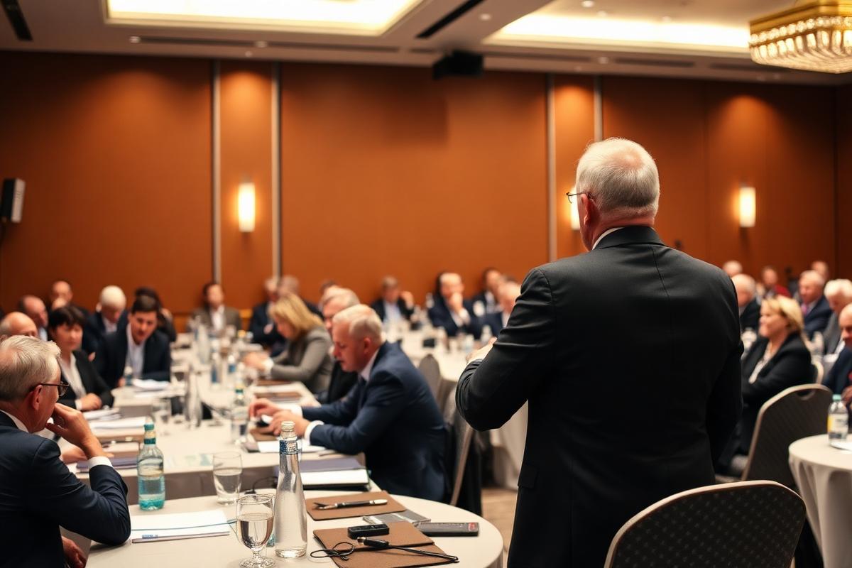 Vystoupení přednášejícího před účastníky konference