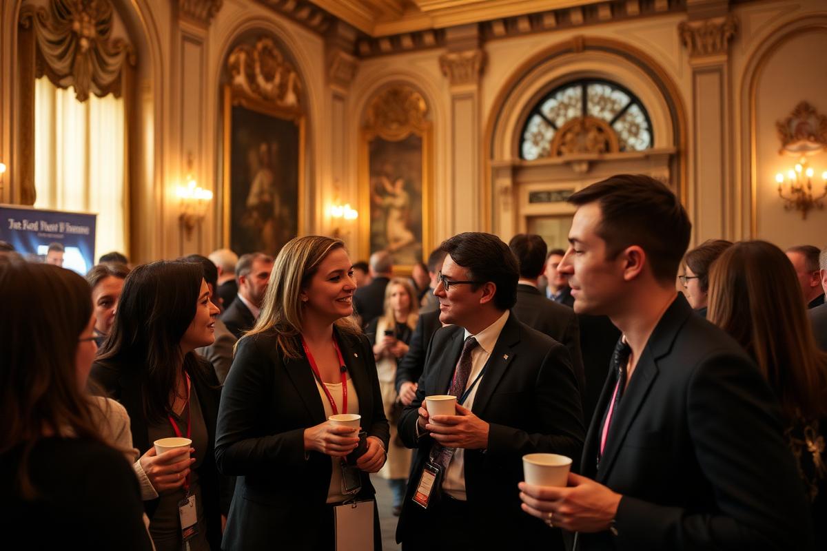 Networking během přestávky v historických prostorách